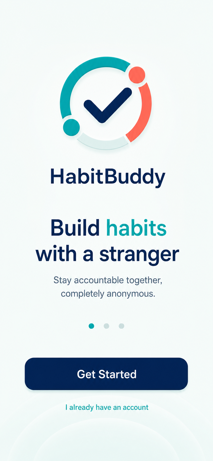 HabitBuddy welcome screen