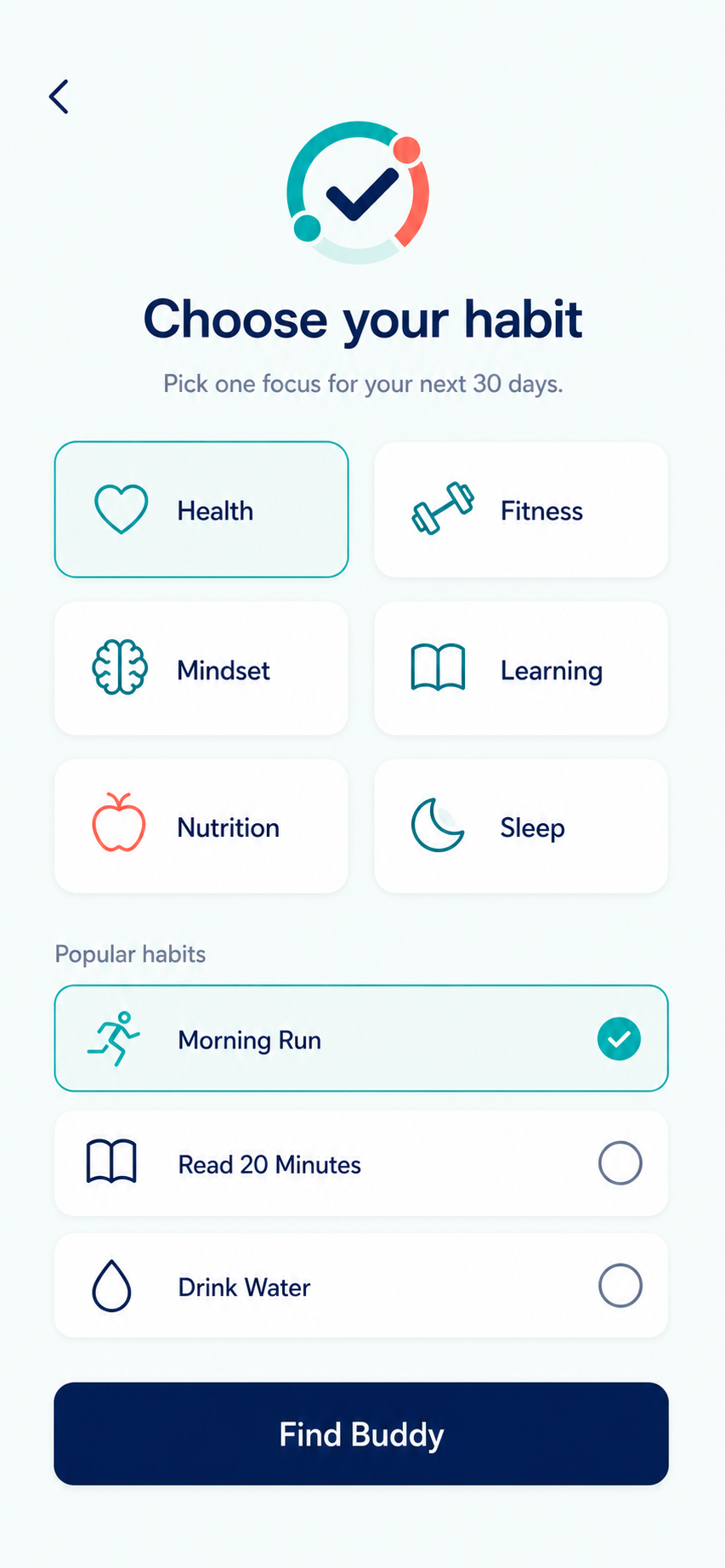 Choose your habit in HabitBuddy