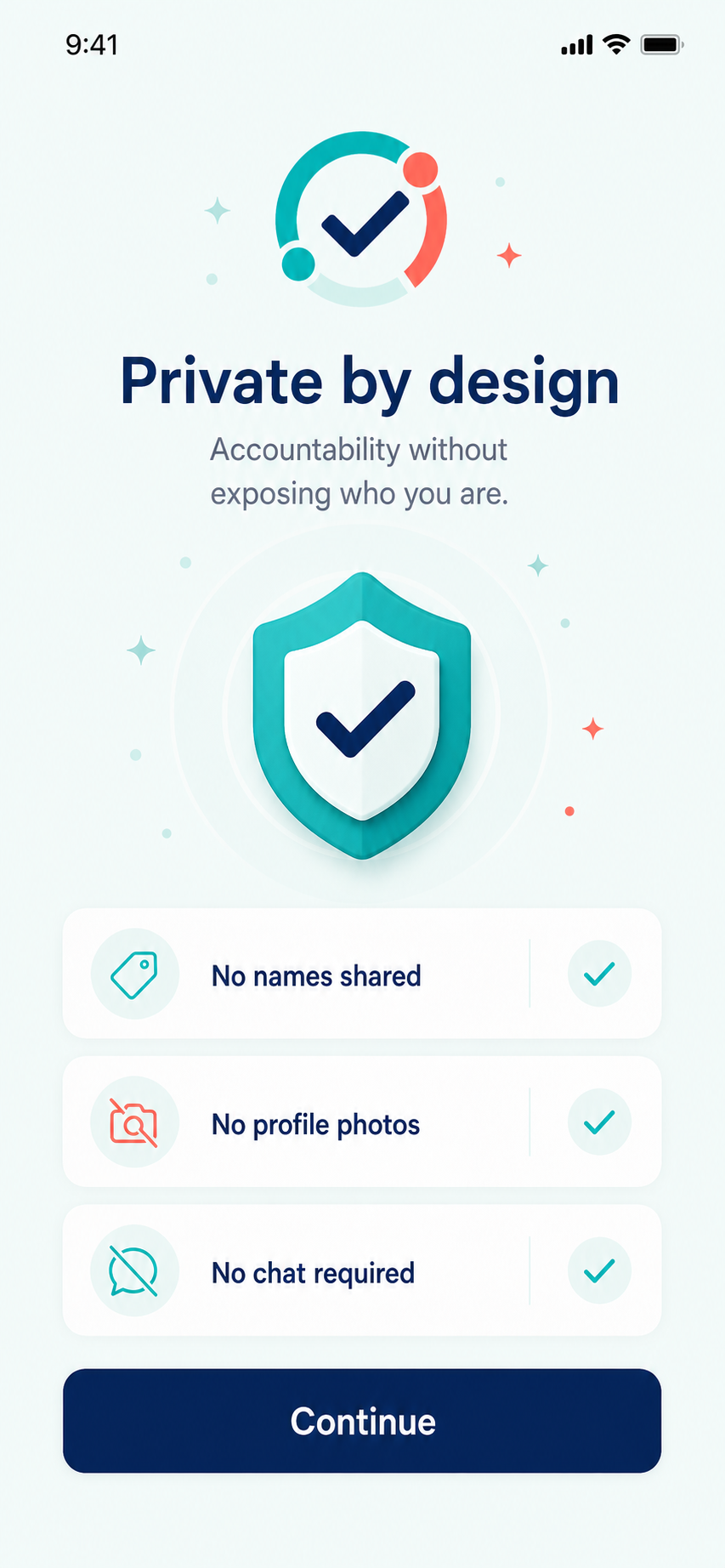 HabitBuddy Privacy Promise screen